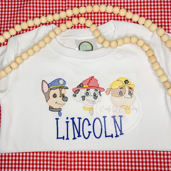 Camiseta personalizada com bordado de cachorrinho | Camiseta personalizada de aniversário para menino | Bordado de cachorrinho fofo | Camiseta infantil