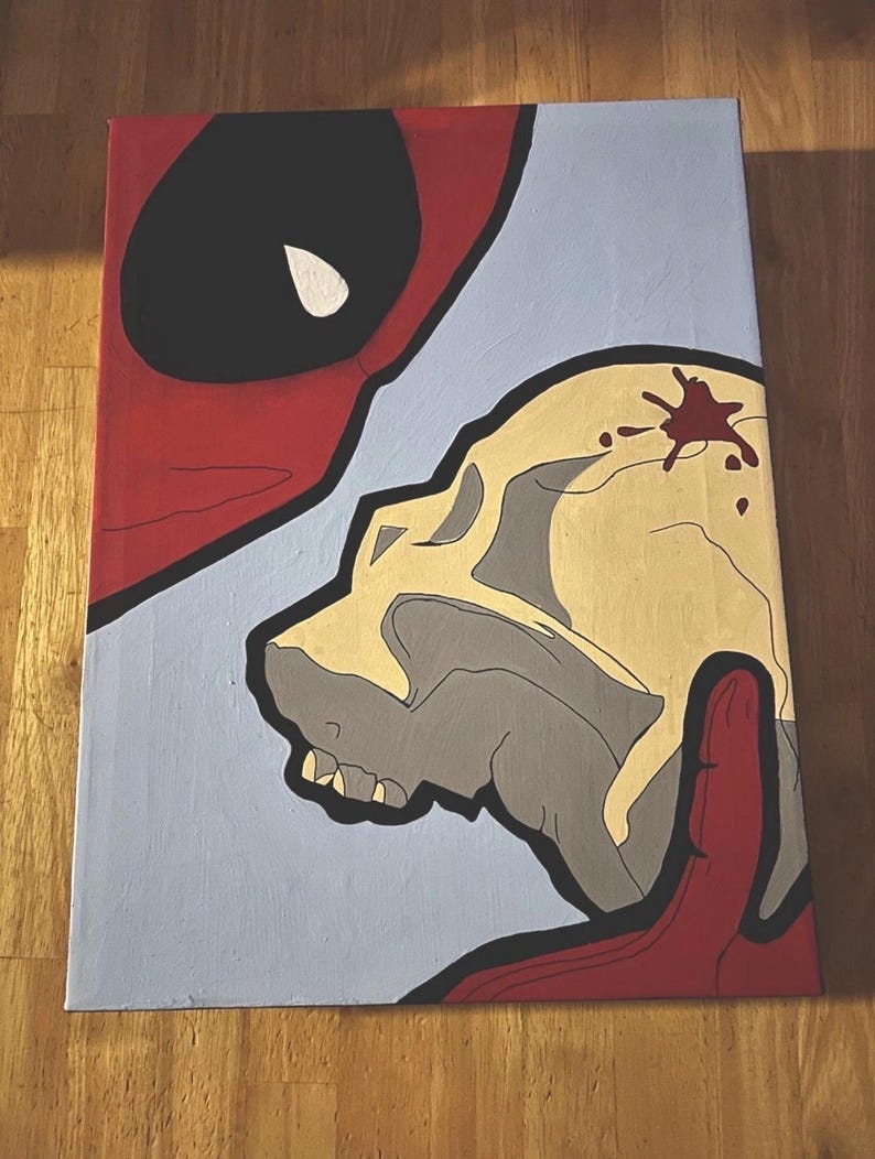 Hand-painted Deadpool Wall Art Canvas - Etsy