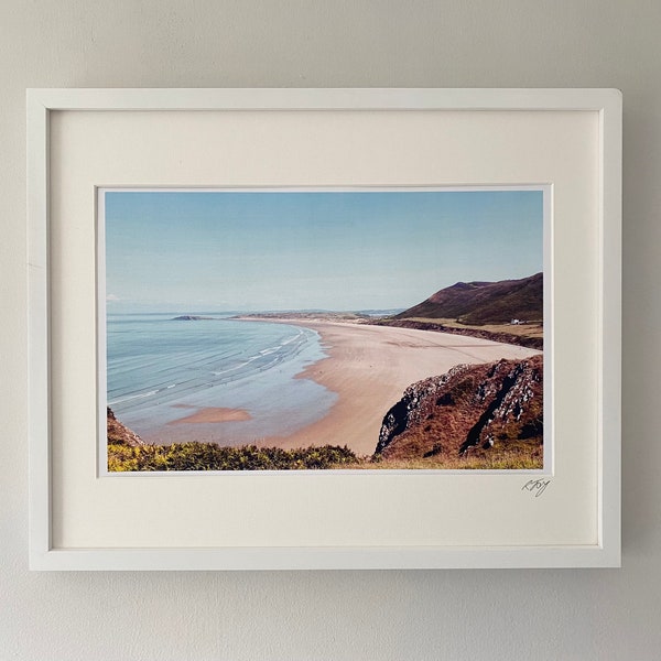 Gower Photo Art Framed Print by Rebecca Jory.Rhossili Bay photographic print.