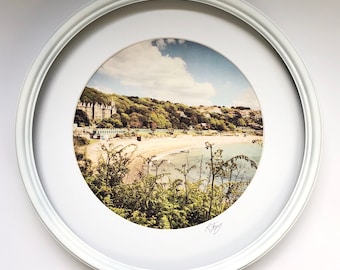 Langland Bay porthole framed print. Gower wall Art, Porthole, vintage effect photography by Rebecca Jory Art. Art and collectibles.