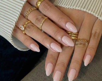 Handmade Blush Pink Almond Press On Nails | Short Length