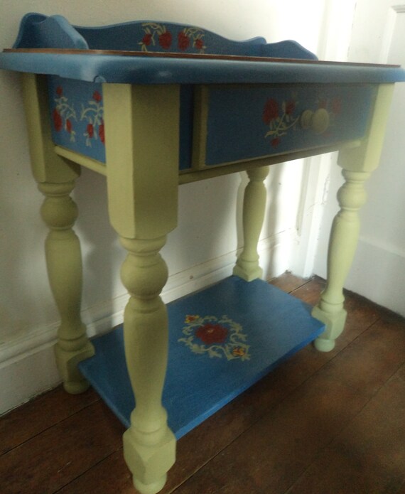 Original Hand Painted Side Table With Drawer Bedside Cabinet Etsy