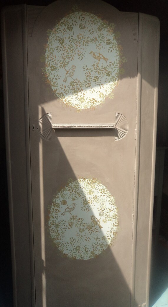Original Solid Oak Vintage Single Wardrobe With Hand Painted Etsy