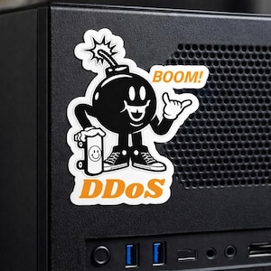 DDOS Sticker, Cyber Security Meme Vinyl Decal, Hacker Humor Programmer Laptop Sticker