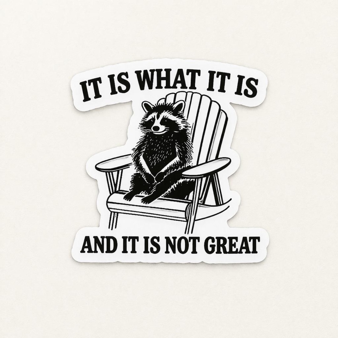 Raccoon Sticker, Funny Existential Meme Vinyl Decal, Sarcastic Dark ...