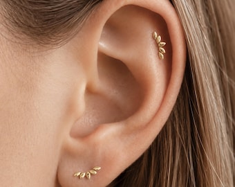 Ohrstecker aus blattförmigem, flachem Titan in Implantatqualität, gewindeloser Helix-, Tragus- und Conch-Schmuck