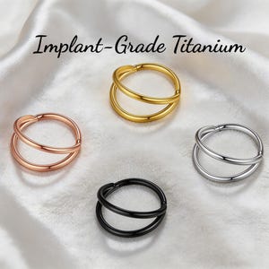 Double Hoop Nose Ring, Implant Grade Titanium Nostril Ring, Seamless Hinged Clicker Hoop, Minimal Stacked Nostril Hoop(16g/18g/20g,6-12mm)