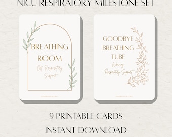 NICU Respiratory Milestone Cards | 9 Printable NICU Progress Cards | Extubation, CPAP, High Flow, Oscillator, Jet Vent, Nasal Cannula