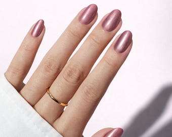 Malva espejado - Envoltura de uñas de gel grueso semicurado, pegatinas para uñas, calcomanías, popular, de moda, arte de uñas metálico, uñas de San Valentín