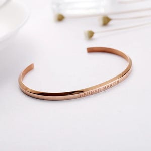 Personalisiertes Armband mit rundem Stab: Edelstahlarmband, Roségold, Silber, Gold (180 mm)