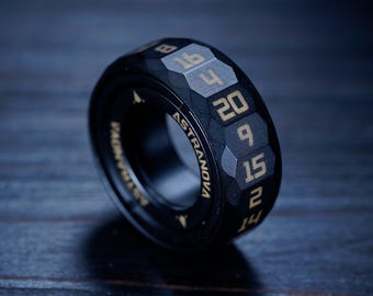 Unique CNC Top Jewelry D20 Dice Ring – Rotating RPG Gaming Accessory, Tabletop Gamer Jewelry