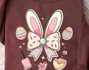 Osterhase Schleife PNG, Pastel Spring Coquette Design (Digitaler Download)