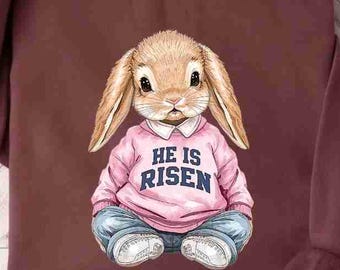 Osterhase PNG, Er ist auferstanden Clipart, Christian Sublimation (Digitaler Download)