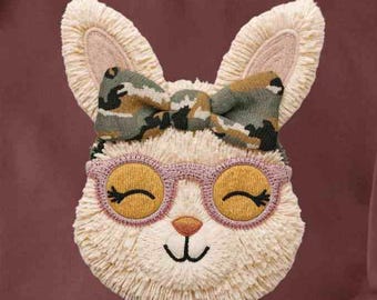 Punch Needle Bunny Gesicht, Osterhase mit Brille, Camouflage Bogen, Osterhase (Digitaler Download)