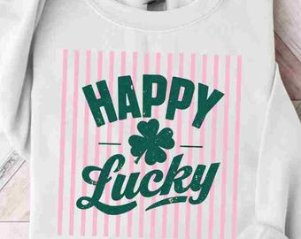Pink St Patricks Happy Lucky PNG irisches Kleeblatt Distressed Briefmarke ORIGINAL Design Download