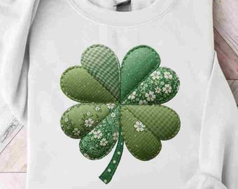 Patchwork, Kleeblatt PNG, St. Patrick's Day Applikation Design (Digitaler Download)