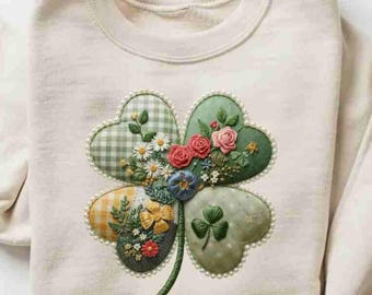 Patchwork Shamrock Clover PNG, St. Patrick's Day Design (Digitaler Download)