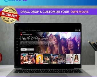 Video de regalo de cumpleaños y San Valentín de Netflix: Plantilla editable y personalizada (Descarga digital)