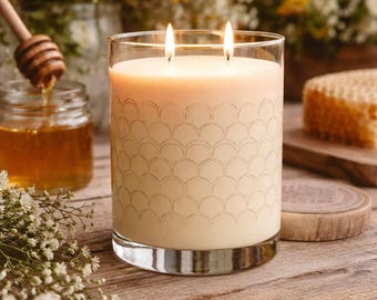 Hive Muster Kerze, 11 Unzen Vollglas Duftkerze | Honigwaben Design