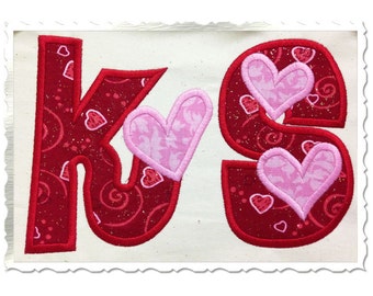 Hearts Applique Machine Embroidery Font Alphabet - 4 Sizes