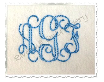 Bean Stitch Intertwined Monogram Machine Embroidery Font Alphabet - 2 Inch Size ONLY