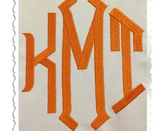 Large Point 3 Letter Monogram Machine Embroidery Font Alphabet - 3 Sizes