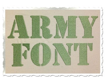 Army Stencil Machine Embroidery Font Alphabet - 3 Sizes