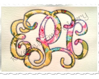 Intertwined Monogram Zig Zag Applique Machine Embroidery Font Alphabet - 3 Sizes