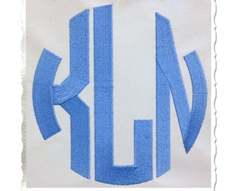 Large Round 3 Letter Monogram Machine Embroidery Font Alphabet - 3 Sizes
