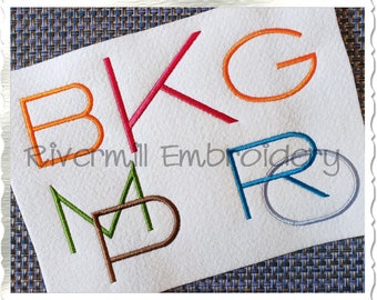 Deco Monogram Machine Embroidery Font Alphabet - 3 Sizes