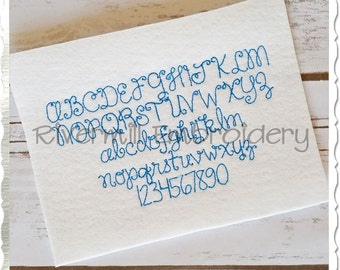 Small Happy Day Vintage Bean Stitch Machine Embroidery Font Monogram Alphabet - 1/2" and 3/4" Size