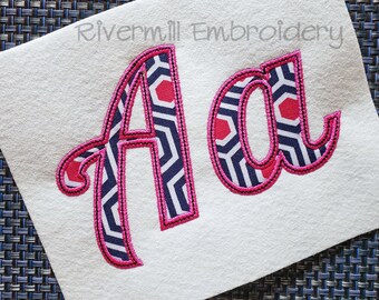Lobster Applique Satin w/ Bean Stitch Machine Embroidery Font Monogram Alphabet - 4 Sizes