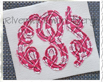 Classic Monogram Raggy Applique Machine Embroidery Font Alphabet - 4 Sizes