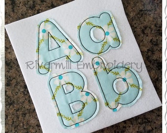 Rounded Block Raggy Applique Machine Embroidery Font Alphabet - 4 Sizes