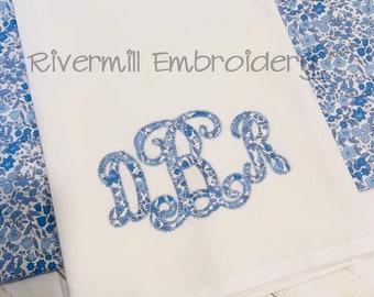 4x4 Size Only - Vine Monogram Zig Zag Applique Machine Embroidery Font Alphabet