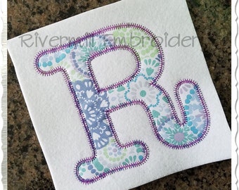 Zig Zag Typewriter Applique Machine Embroidery Font Monogram Alphabet - 4 Sizes