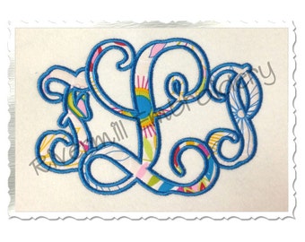 Intertwined Monogram Applique Machine Embroidery Font Alphabet - 3 Sizes