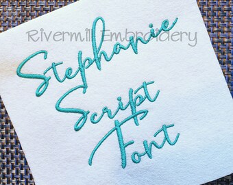 Stephanie Script Machine Embroidery Font Monogram Alphabet - 3 Sizes