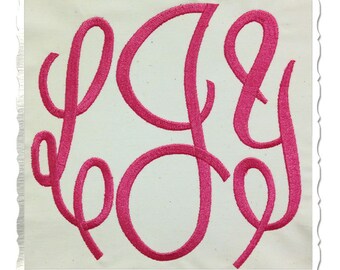 Large Classic 3 Letter Monogram Machine Embroidery Font Alphabet - 3 Sizes