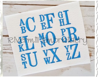Boys Stacked Monogram Machine Embroidery Alphabet Font - 1 1/2" Size ONLY
