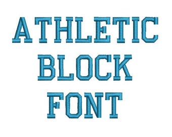 Athletic Block Machine Embroidery Font Monogram Alphabet - 3 Sizes