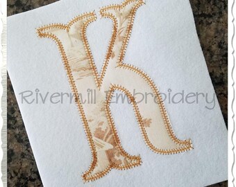 Zig Zag Fish Tail Applique Machine Embroidery Font Monogram Alphabet - 4 Sizes