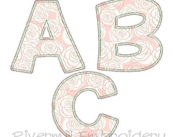 Raggy Applique Happy Machine Embroidery Font Monogram Alphabet - 4 Sizes