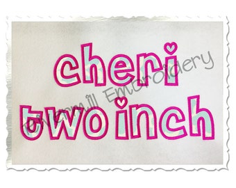 Small 2 Inch Cheri Applique Machine Embroidery Font Monogram Alphabet