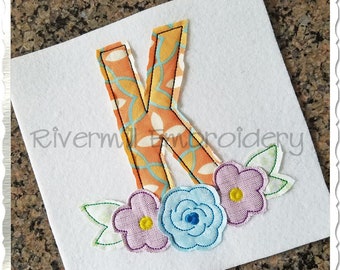 Flowers Raggy Applique Machine Embroidery Font Alphabet - 4 Sizes