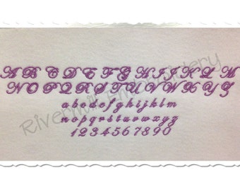 Small Edwardian Script Machine Embroidery Font Alphabet - 3/4" and 1/2" Sizes