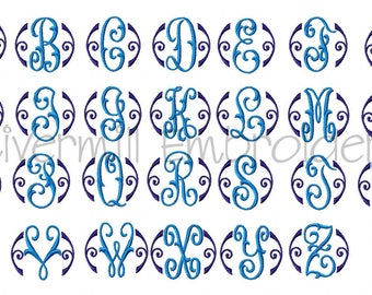 Small Arabesque Monogram Machine Embroidery Font Alphabet - 3 Sizes