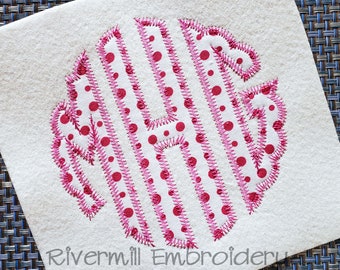 Scalloped Circle Zig Zag Applique Machine Embroidery Font Alphabet - 4 Sizes