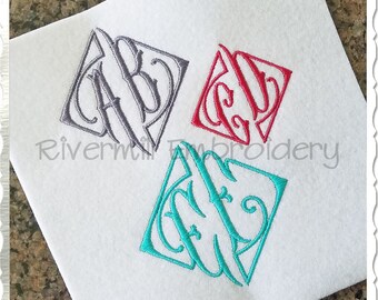 Antique Style Two Letter Monogram Machine Embroidery Font Alphabet - 3 Sizes