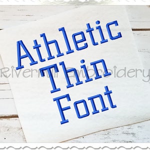 Athletic Block Thin Machine Embroidery Font Alphabet - 3 Sizes - BX Files Instant Download Design PES Rivermill Embroidery